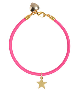 Bright Pink & Gold Star Bracelet