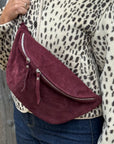 Burgundy Suede Large Crossbody Bum Bag