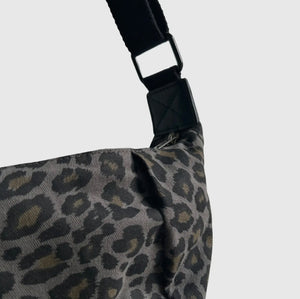 Charcoal Leopard Print Large Crossbody Bum Bag