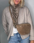Preorder for dispatch w/c 22/9 - Suede Large Dark Taupe Crossbody/ Waist Bag
