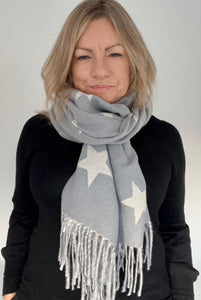 Grey Reversible Star Scarf