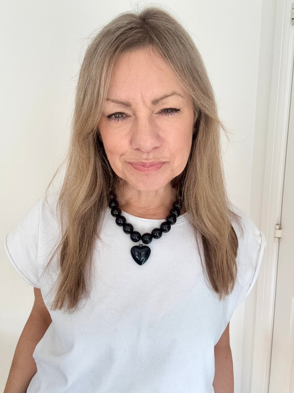 Black Heart Acrylic Beaded Necklace