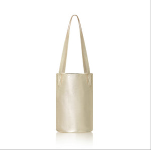 Gold Leather Round Based Tote