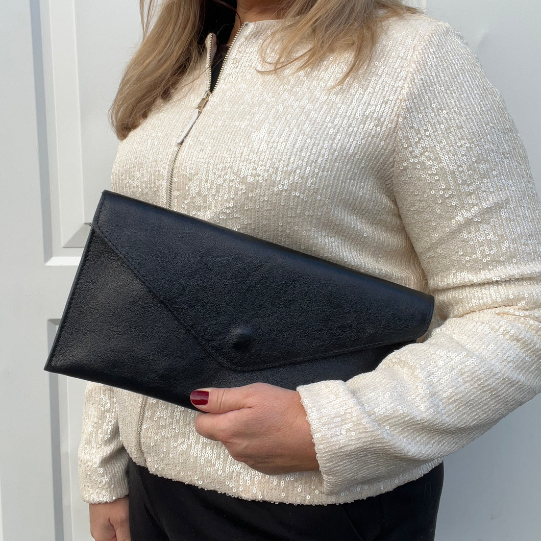 Metallic Black Clutch/ Crossbody Bag