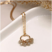 Load image into Gallery viewer, Golden hoop necklace with crystal bead clusters
