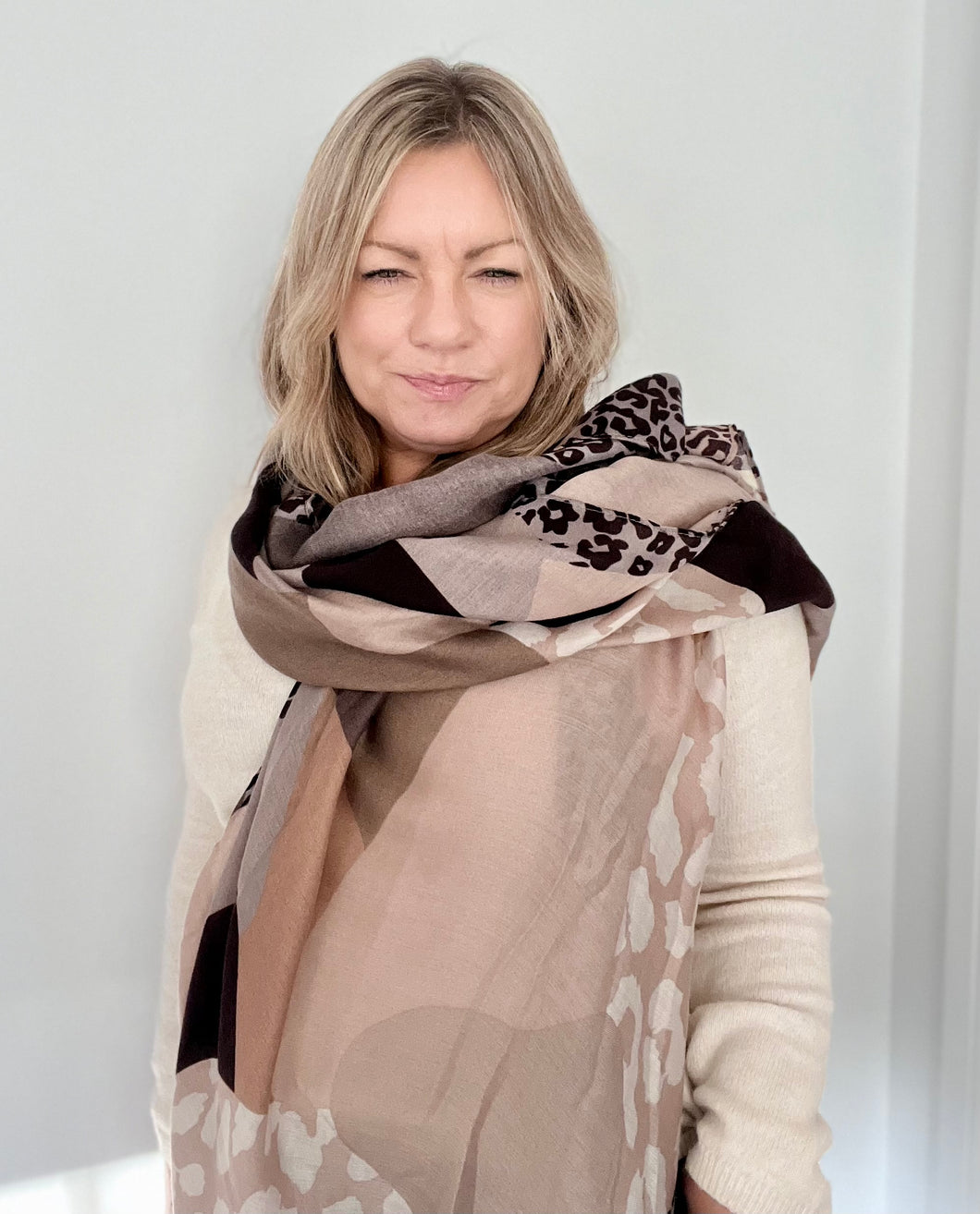 Taupe Mix Animal Print Scarf