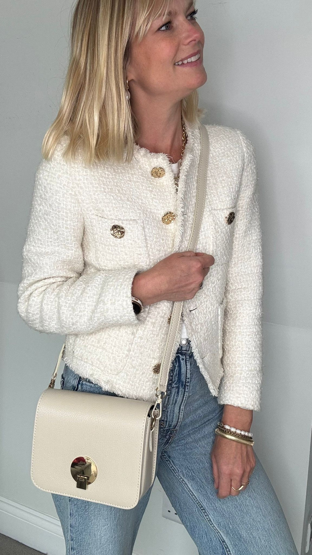 Preorder for Dispatch w/c 26/5 - Cream Gold Buckle Bag
