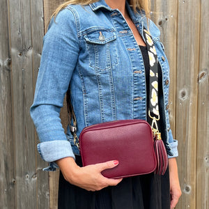 Burgundy Crossbody Bag with Tassel