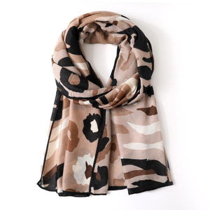 Beige & Black Animal Print Scarf