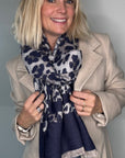 Preorder for Dispatch w/c 13/10 - Navy Mix Animal Print Blanket Scarf