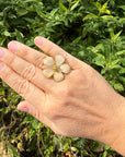 Beige & Gold Flower Adjustable Ring
