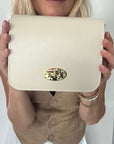 Cream Gold Buckle Bag
