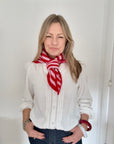 Red & Pink Stripe Knitted Triangle Scarf/ Necktie