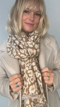 Load image into Gallery viewer, Camel &amp; Cream Animal Print Blanket Scarf
