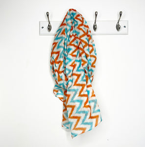 Orange & Blue Chevron Print Scarf