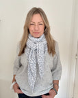 Grey & White Leopard Print Cotton Triangle Scarf