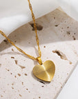 Gold Textured Heart Necklace