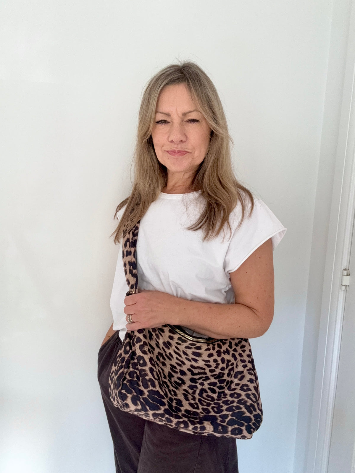 Leopard Fabric Crossbody/ Shoulder Bag