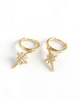 Gold Sparkly Star Hoop Huggies