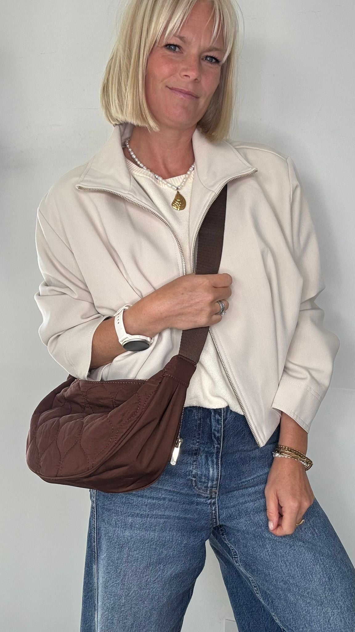 Dark Brown Quilted Crossbody Bag