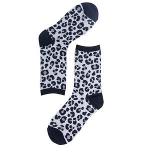 Grey Leopard Print Socks