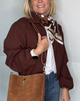 Dark Tan Suede Bucket Bag