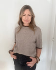 Taupe Faux Fur Trim Jumper