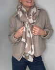 Taupe & Ecru Animal Print Midweight Scarf