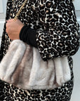 Light Taupe Faux Fur Cloud Bag