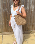 White Bow Shoulder Maxi Dress