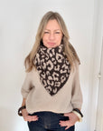 Taupe & Brown Animal Print Large Triangle Scarf