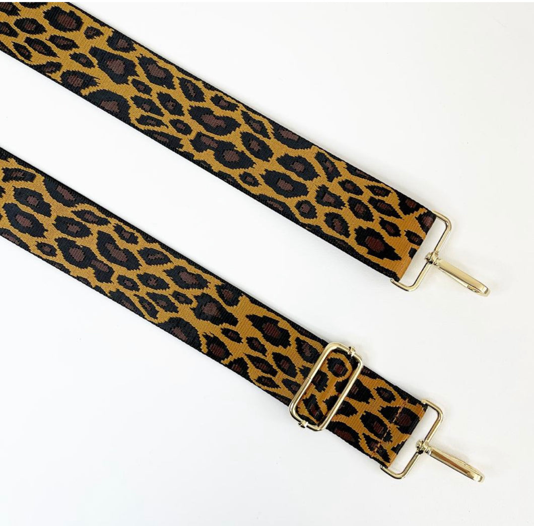 Leopard Print Bag Strap - Gold Hardware