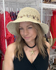 Crochet Style Hat with Disc Band