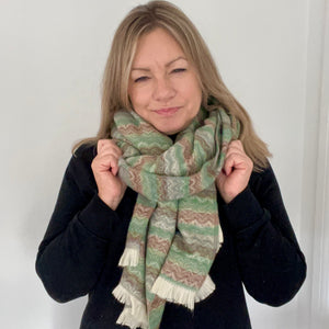 Khaki, Green & Taupe Chevron Scarf