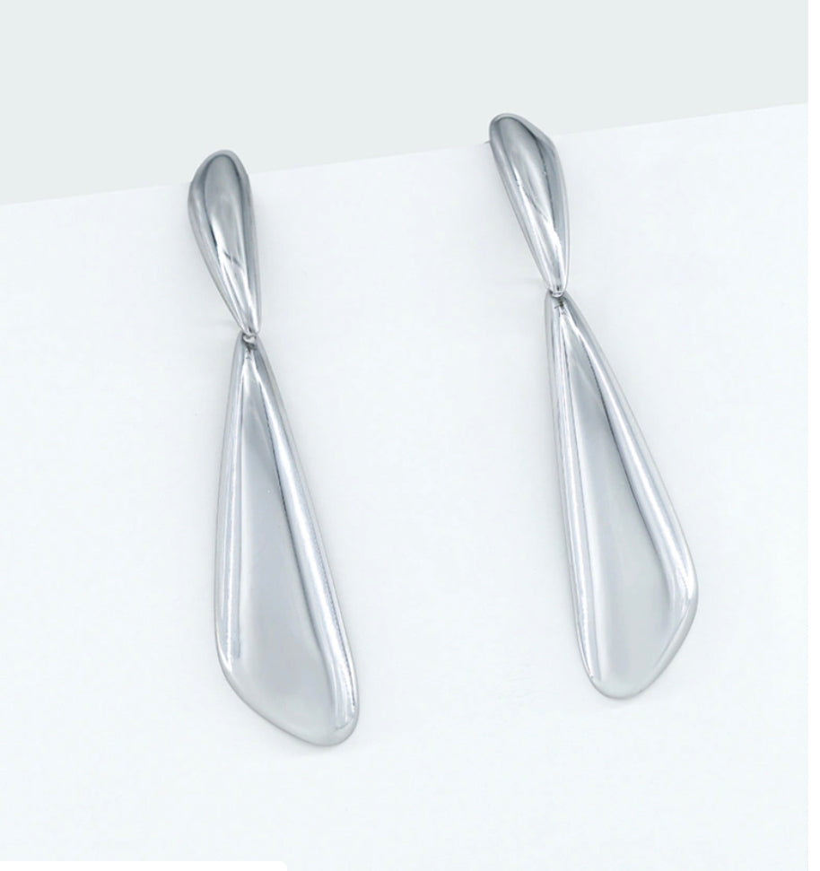 Silver Double Drop Stud Earrings