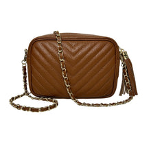 Load image into Gallery viewer, Dark Tan Chevron Tassel Bag
