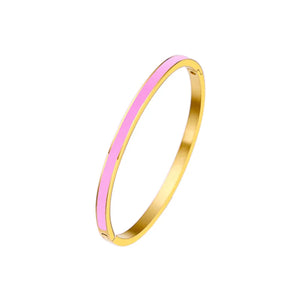 Gold & Pink Enamel Bangle