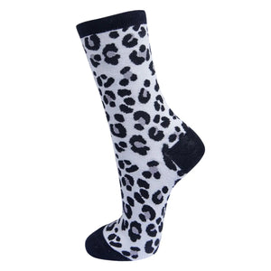 Grey Leopard Print Socks