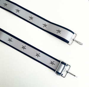 Black & Grey Stripe Animal Star Bag Strap - Silver Hardware