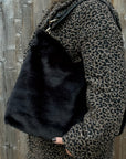 Black Faux Fur Shoulder/ Crossbody Bag
