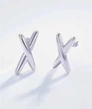 Load image into Gallery viewer, Silver Cross Stud Earrings
