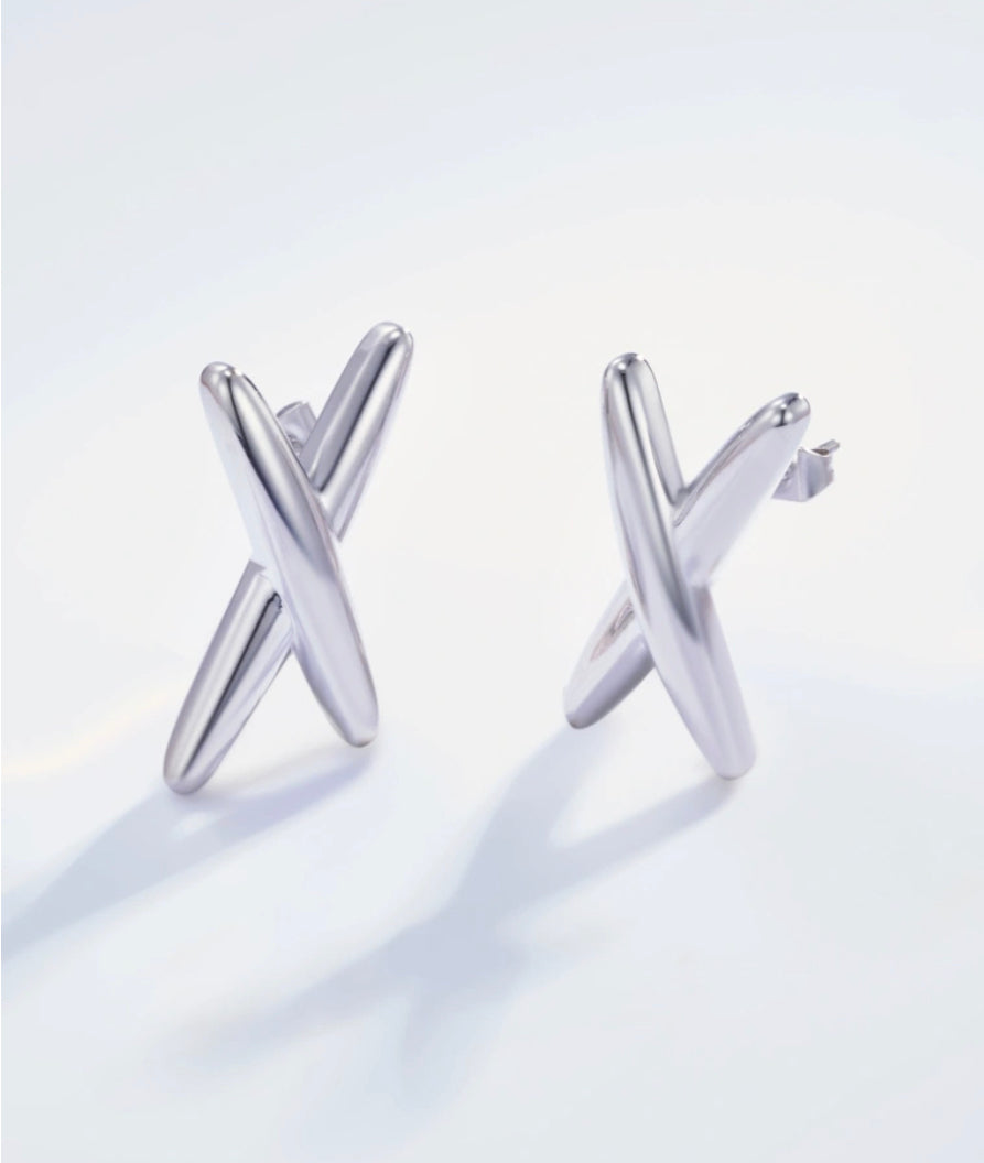 Silver Cross Stud Earrings