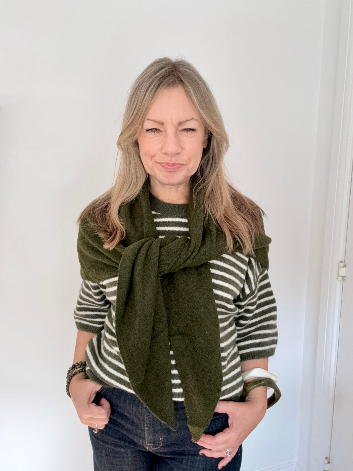 Khaki Plain Large Triangle Scarf