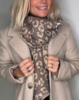 Preorder for dispatch w/c 17/11 - Taupe Mix Animal Print Blanket Scarf