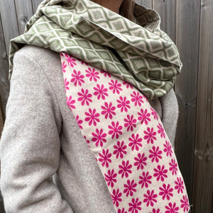 Pink & Sage Green Blanket Scarf