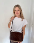 Dark Brown Suede & Leather Crossbody/ Shoulder Bag