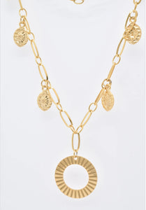 Gold Disc Double Layer Necklace