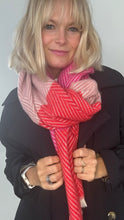 Laden Sie das Bild in den Galerie-Viewer, Preorder for dispatch w/c 30/9 - Red &amp; Pink Mix Stripe Blanket Scarf
