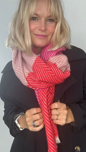 Preorder for dispatch w/c 30/9 - Red & Pink Mix Stripe Blanket Scarf