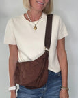 Dark Brown Quilted Crossbody Bag